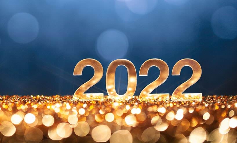 Image of 2022 numbers on gold glitter